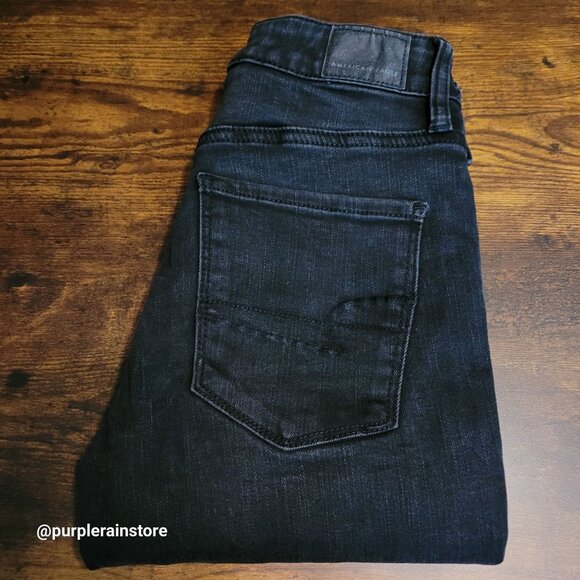 American Eagle Jeans 2 S Jegging Hi Rise Next Level Stretch Black Wash Denim - Picture 3 of 12